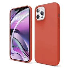 Husa iPhone 12 Pro Max Casey Studios Premium Soft Silicone - Negru Orange Red 