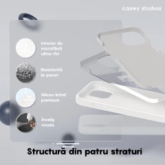 Husa iPhone 12 Mini Casey Studios Premium Soft Silicone Alb