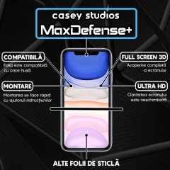 Folie Sticla iPhone 11 Pro Casey Studios Full Screen 9H + Kit de Instalare Cadou - Negru Negru