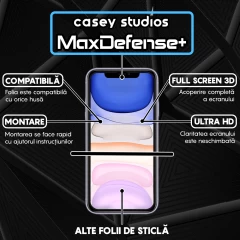 Folie Sticla iPhone 11 Pro Max Casey Studios Full Screen 9H + Kit de Instalare Cadou - Negru Negru