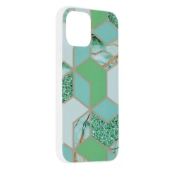 Husa iPhone 12 / 12 Pro Arpex Marble Series - Green Hex Green Hex