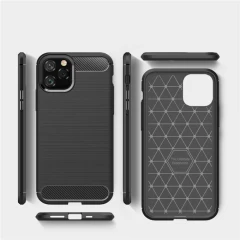 Husa iPhone 12 / 12 Pro Arpex Carbon Silicone - Negru Negru