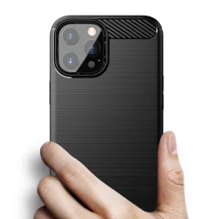 Husa iPhone 13 Pro Arpex Carbon Silicone - Negru Negru