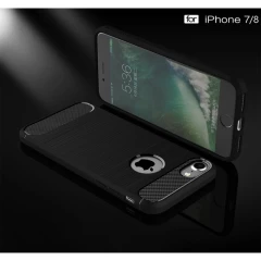 Husa iPhone 7 / 8 / SE 2, SE 2020 / SE 3, SE 2022 Arpex Carbon Silicone - Negru Negru