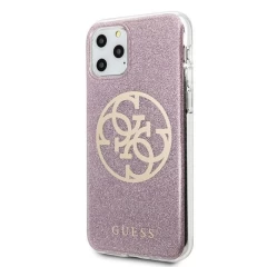 Husa Guess GUHCN65PCUGLPI iPhone 11 Pro Max pink 4G Circle Glitter - Roz Roz