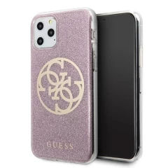 Husa Guess GUHCN65PCUGLPI iPhone 11 Pro Max pink 4G Circle Glitter - Roz Roz