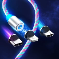 Cablu 3in1, Type-C, Micro USB, Lightning, LED, 1m Arpex - White White