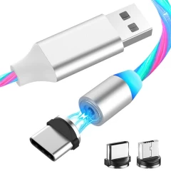 Cablu 3in1, Type-C, Micro USB, Lightning, LED, 1m Arpex - White White
