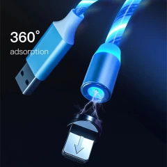 Cablu 3in1, Type-C, Micro USB, Lightning, LED, 1m Arpex - Blue Blue