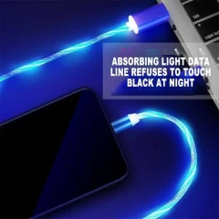 Cablu 3in1, Type-C, Micro USB, Lightning, LED, 1m Arpex - Blue Blue