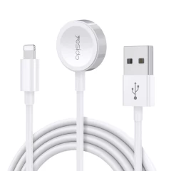 Cablu 2in1 USB to Lightning, Apple Watch, 2.4A, 1.2m Yesido CA-70 - White White