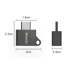 Adaptor Type-C la USB, Plug & Play, 480Mbps Yesido - Black Black
