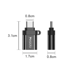 Adaptor Type-C la USB 3.0, Plug & Play, 5Gbps Yesido - Black Black