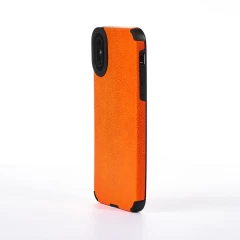 Husa iPhone X/XS Casey Studios Grained Leather - Portocaliu Portocaliu