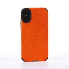 Husa iPhone X/XS Casey Studios Grained Leather - Negru Portocaliu 