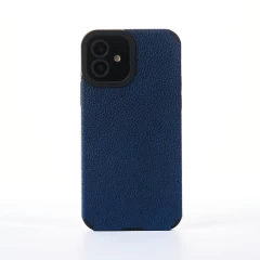 Husa iPhone 12 Casey Studios Grained Leather - Portocaliu Albastru 