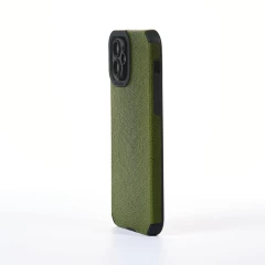Husa iPhone 12 Casey Studios Grained Leather - Verde Verde
