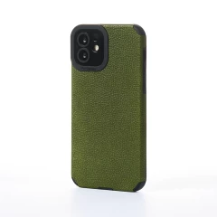 Husa iPhone 12 Casey Studios Grained Leather - Verde Verde