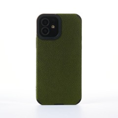 Husa iPhone 12 Casey Studios Grained Leather - Verde