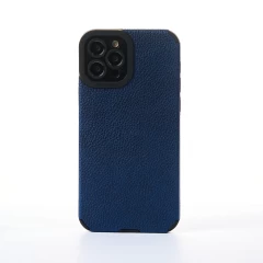 Husa iPhone 12 Pro Casey Studios Grained Leather - Negru Albastru 