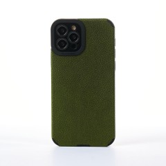 Husa iPhone 12 Pro Casey Studios Grained Leather - Verde