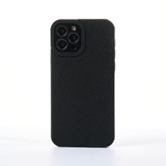 Husa iPhone 12 Pro Casey Studios Grained Leather - Negru