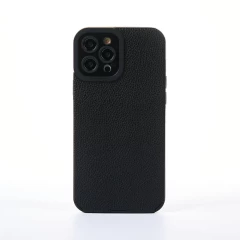 Husa iPhone 12 Pro Max Casey Studios Grained Leather - Portocaliu Negru 