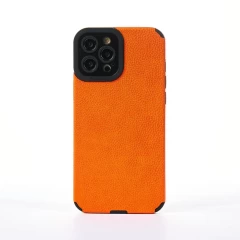 Husa iPhone 12 Pro Max Casey Studios Grained Leather - Portocaliu Portocaliu