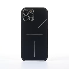 Husa iPhone 12 Pro Casey Studios Metalines - Roz Negru 