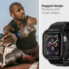 Curea Apple Watch 1/2/3/4/5/6/7/8/SE/Ultra 42mm/44mm/45mm/49mm Spigen Rugged Armor Pro - Negru Negru