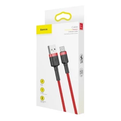 Cablu Date USB la Type-C, 3A, 0,5 m, Baseus, CATKLF-A09 - Rosu Rosu