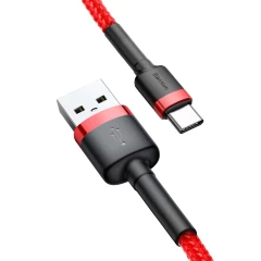 Cablu Date USB la Type-C, 3A, 0,5 m, Baseus, CATKLF-A09 - Rosu Rosu
