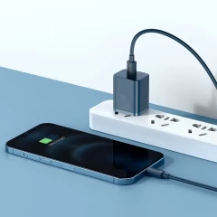 Kit Incarcator Priza Fast Charge USB-C, PD, 20W, + Cablu TYPE-C to Lightning Baseus (TZCCSUP-B0) - Albastru Albastru