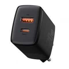 Incarcator Priza Fast Charge USB-C, PD, 20W, USB-A, QC, 3A Baseus (CCXJ-B01) - Negru Negru