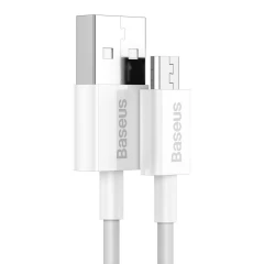 Cablu Date USB la Micro-USB, 2A, 1m, Baseus, CAMYS-02 - Alb Alb