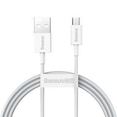 Cablu Date USB la Micro-USB, 2A, 1m, Baseus, CAMYS-02 - Alb