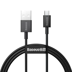 Cablu Date USB la Micro-USB, 2A, 1m, Baseus, CAMYS-01 - Negru Negru