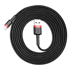 Cablu Date USB la Lightning, 1,5 A, 2 m, Baseus, CALKLF-C19 - Rosu/negru Rosu/negru