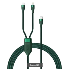 Cablu Date Type-C la Type-C / Lightning 100W, 1,2 m, Baseus, CA1T2-F06 - Verde Verde