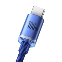 Cablu Date USB la Type-C, 100 W, 2 m, Baseus, CAJY000503 - Albastru Albastru