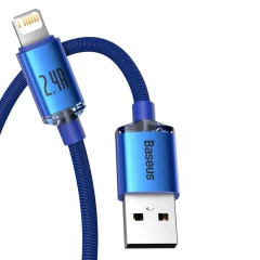 Cablu Date USB la Lightning, 2.4A, 2m, Baseus, CAJY000103 - Albastru Albastru