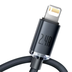 Cablu Date USB la Lightning, 2.4A, 2m, Baseus, CAJY000101 - Negru Negru