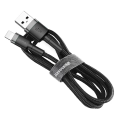 Cablu Date USB la Lightning, 1,5 A, 2 m, Baseus, CALKLF-CG1 - Gri Negru Gri Negru