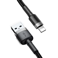 Cablu Date USB la Lightning, 1,5 A, 2 m, Baseus, CALKLF-CG1 - Gri Negru Gri Negru