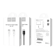 Cablu Date USB de Type-C la USB de Type-C, 15 W, 3 A, 1,0 m, HOCO, X23 - Negru Negru