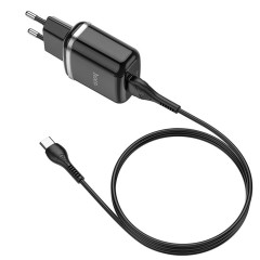 Kit Incarcator Priza Fast Charge USB-A, 18W, 3A + Cablu USB-A to USB TYPE-C 1.0m HOCO (N3 Special) - Negru