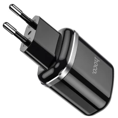 Kit Incarcator Priza 2xUSB-A, 12W, 2.4A + Cablu USB-A to MICRO-USB 1.0m HOCO (N4 Aspiring) - Negru Negru