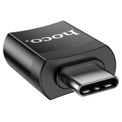 Adaptor OTG USB Type-C la USB-A, Plug & Play, 2A, HOCO, UA17 - Negru Negru