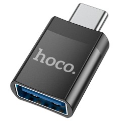 Adaptor OTG USB Type-C la USB-A, Plug & Play, 2A, HOCO, UA17 - Negru