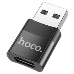 Adaptor OTG USB-A la USB Type-C, Plug & Play, 2A, HOCO, UA17 - Negru